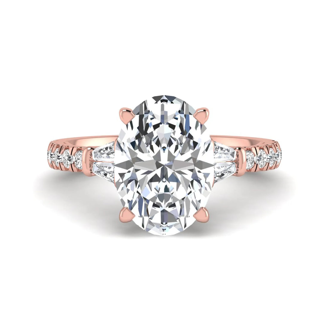 OctaPearl 4 ct Oval Cut Lab Grown Diamond Accent Engagement Ring