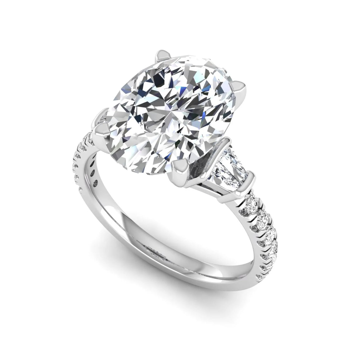 OctaPearl 4 ct Oval Cut Lab Grown Diamond Accent Engagement Ring