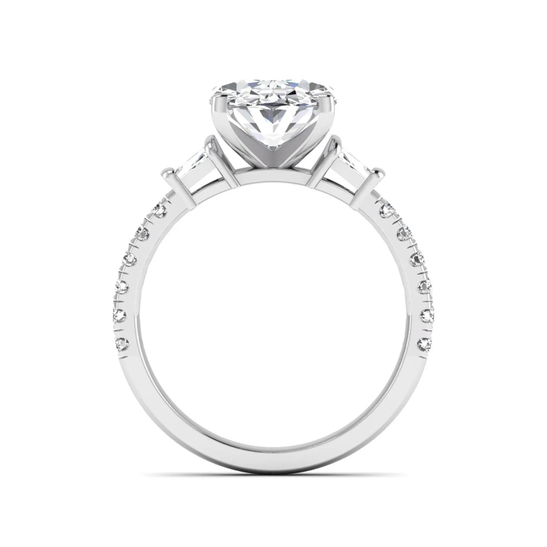 OctaPearl 4 ct Oval Cut Lab Grown Diamond Accent Engagement Ring