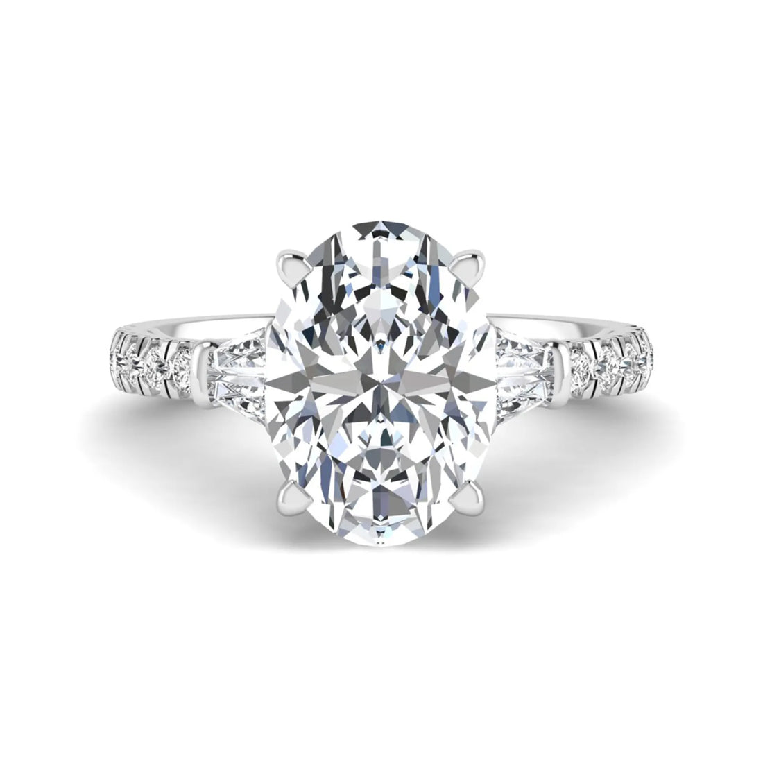 OctaPearl 4 ct Oval Cut Lab Grown Diamond Accent Engagement Ring