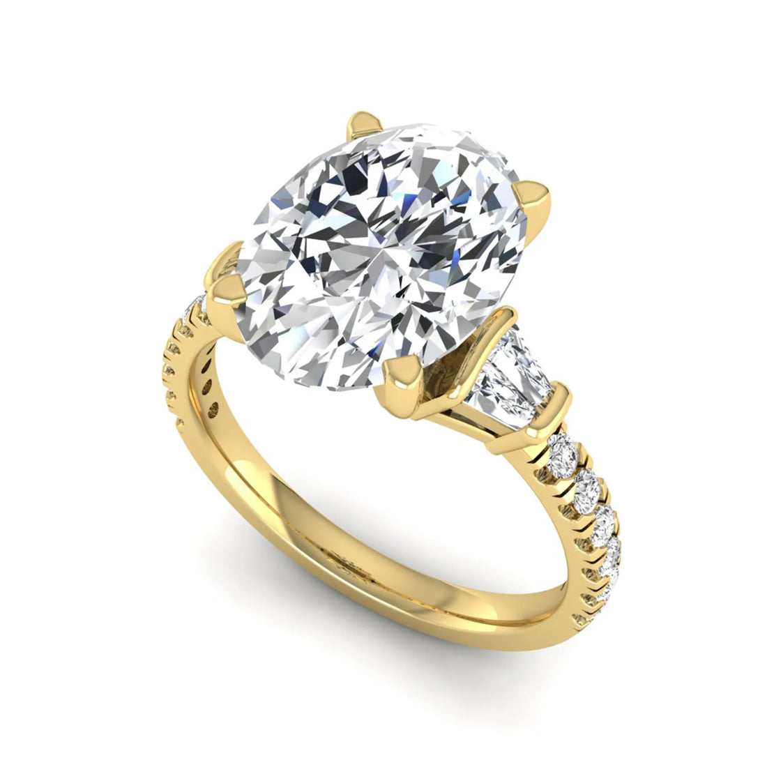 OctaPearl 4 ct Oval Cut Lab Grown Diamond Accent Engagement Ring