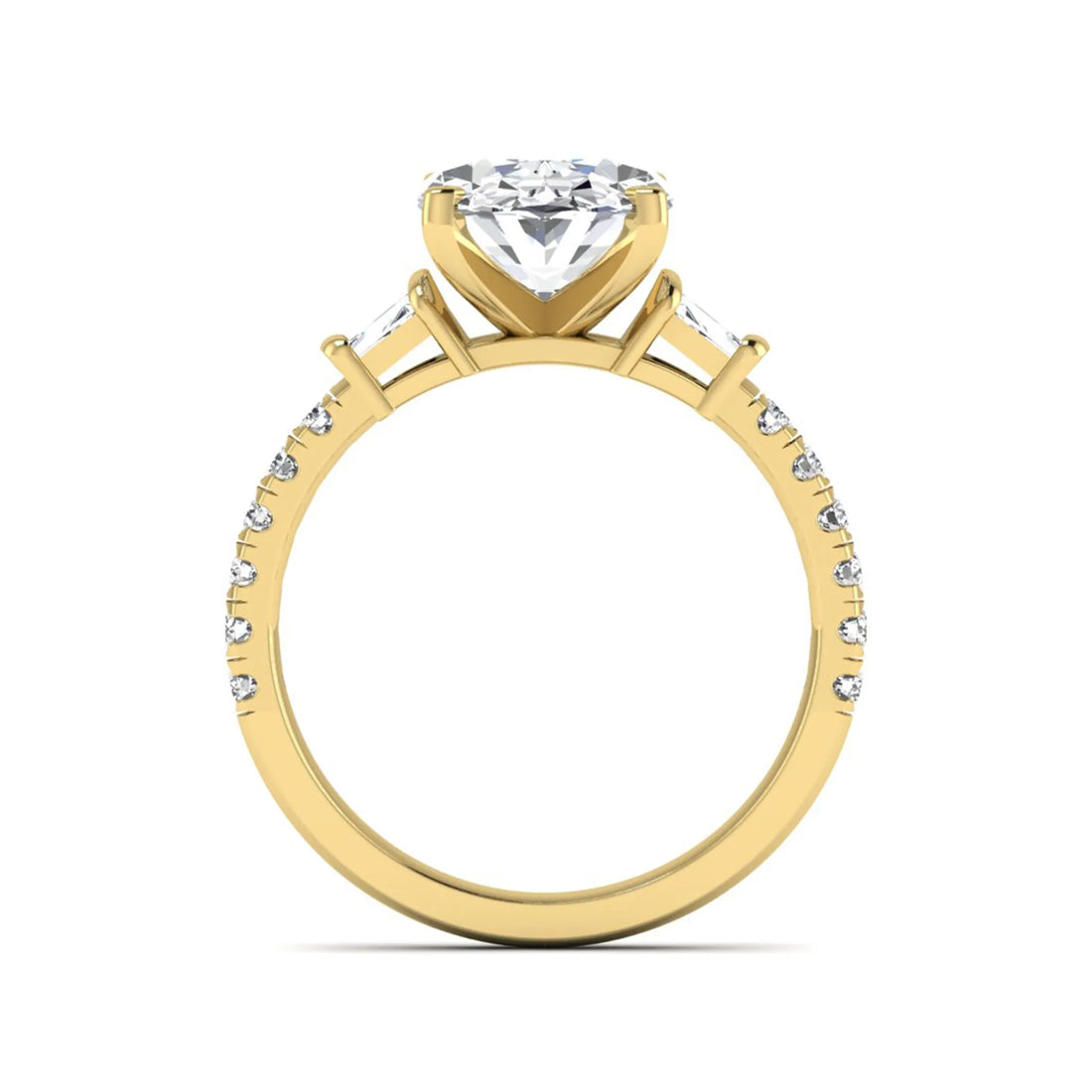 OctaPearl 4 ct Oval Cut Lab Grown Diamond Accent Engagement Ring