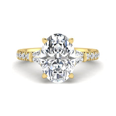 OctaPearl 4 ct Oval Cut Lab Grown Diamond Accent Engagement Ring