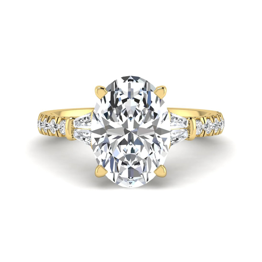 OctaPearl 4 ct Oval Cut Lab Grown Diamond Accent Engagement Ring