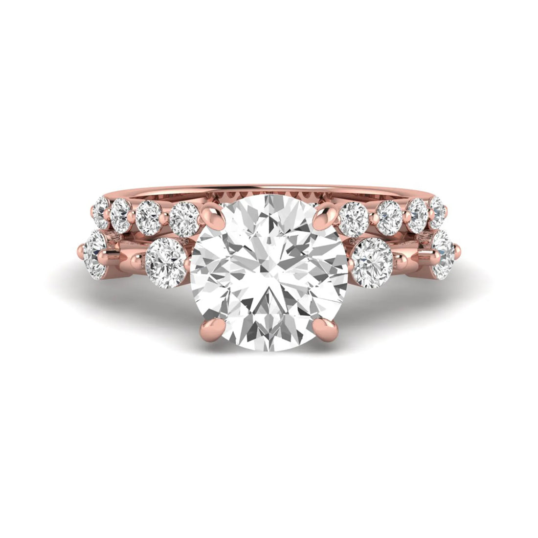 OctaPearl 3 ct Round Prong Set Lab Grown Diamond Bridal Ring Set