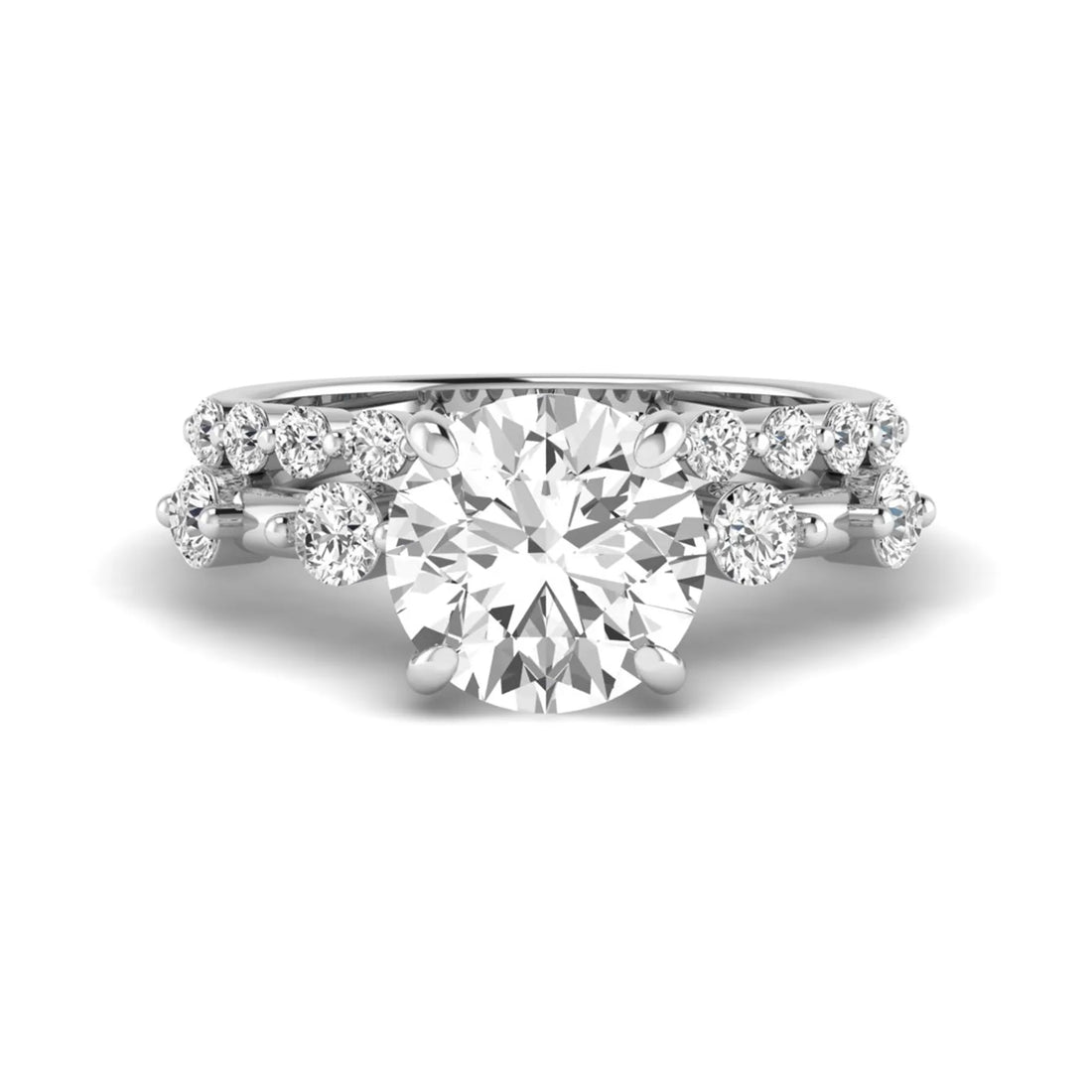 OctaPearl 3 ct Round Prong Set Lab Grown Diamond Bridal Ring Set