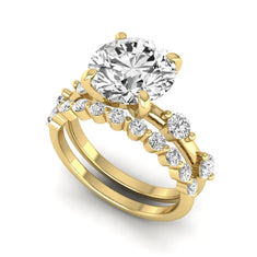 OctaPearl 3 ct Round Prong Set Lab Grown Diamond Bridal Ring Set - alternate view
