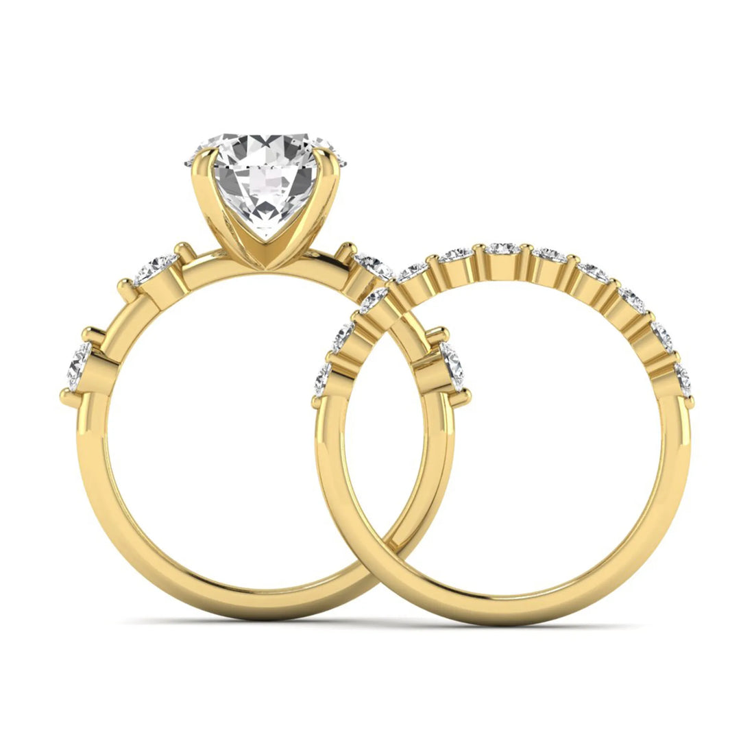 OctaPearl 3 ct Round Prong Set Lab Grown Diamond Bridal Ring Set