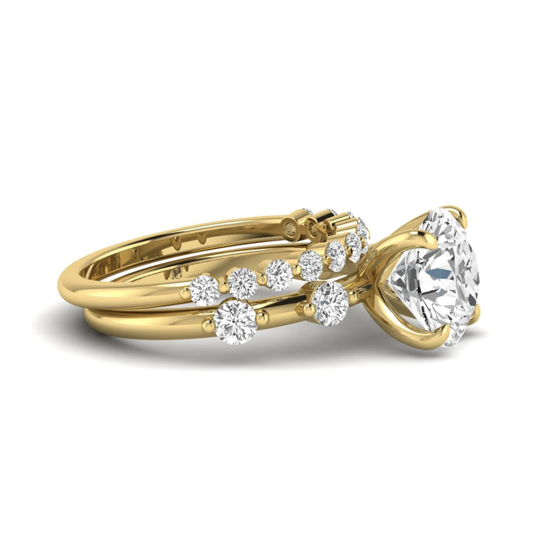 OctaPearl 3 ct Round Prong Set Lab Grown Diamond Bridal Ring Set