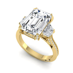 OctaPearl 5 ct Emerald Cut Three Stone Lab Grown Diamond Vintage Engagement Ring - alternate view