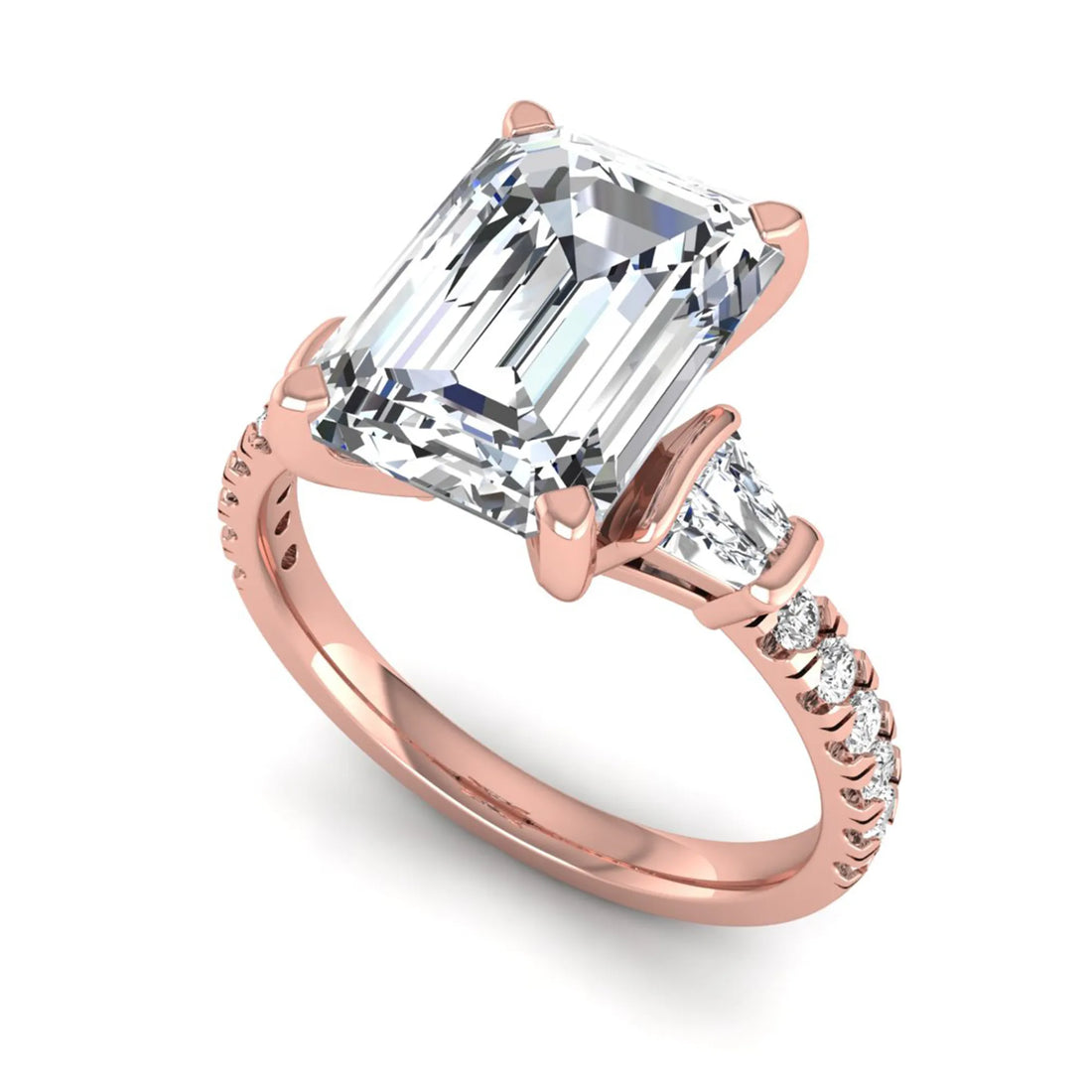 OctaPearl 4 ct Radiant Cut Side Stone Lab Grown Diamond Engagement Ring