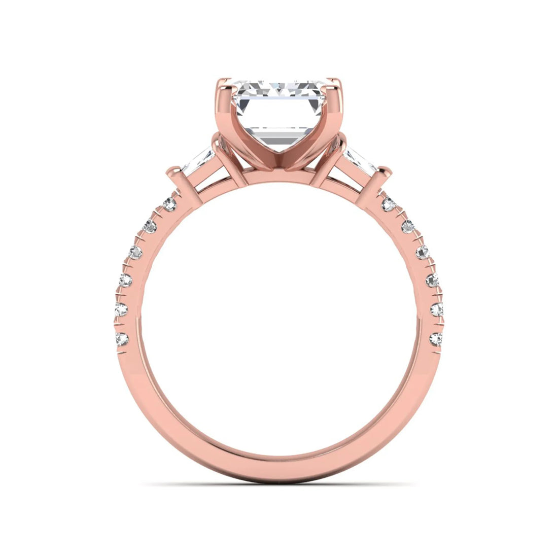 OctaPearl 4 ct Radiant Cut Side Stone Lab Grown Diamond Engagement Ring