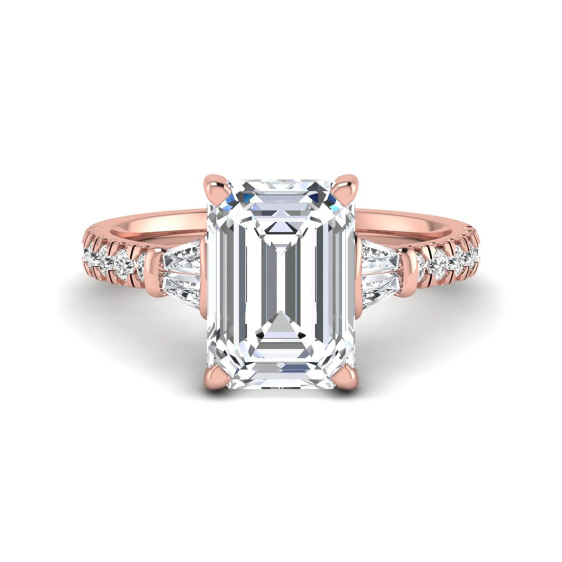 OctaPearl 4 ct Radiant Cut Side Stone Lab Grown Diamond Engagement Ring