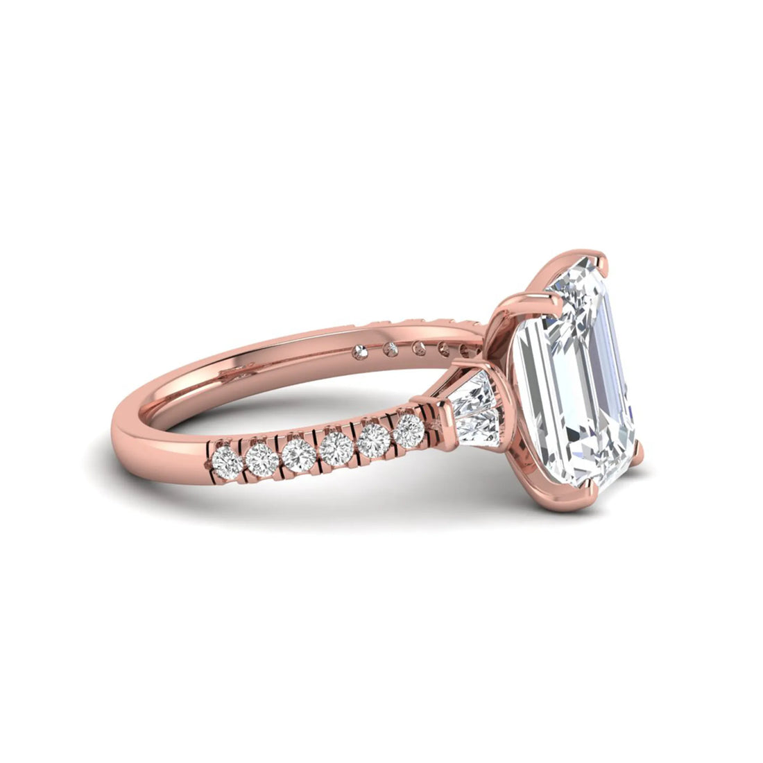 OctaPearl 4 ct Radiant Cut Side Stone Lab Grown Diamond Engagement Ring
