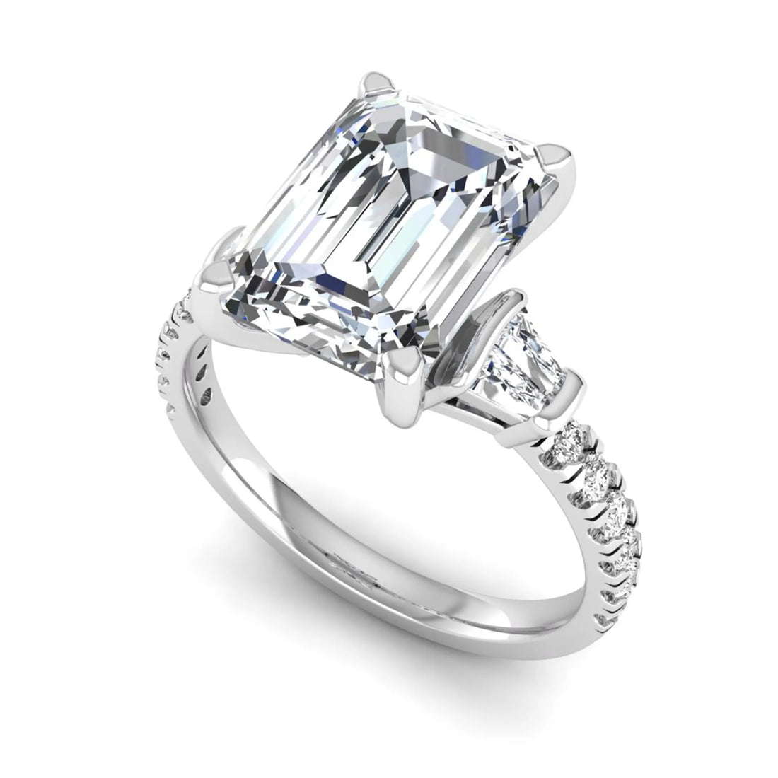 OctaPearl 4 ct Radiant Cut Side Stone Lab Grown Diamond Engagement Ring