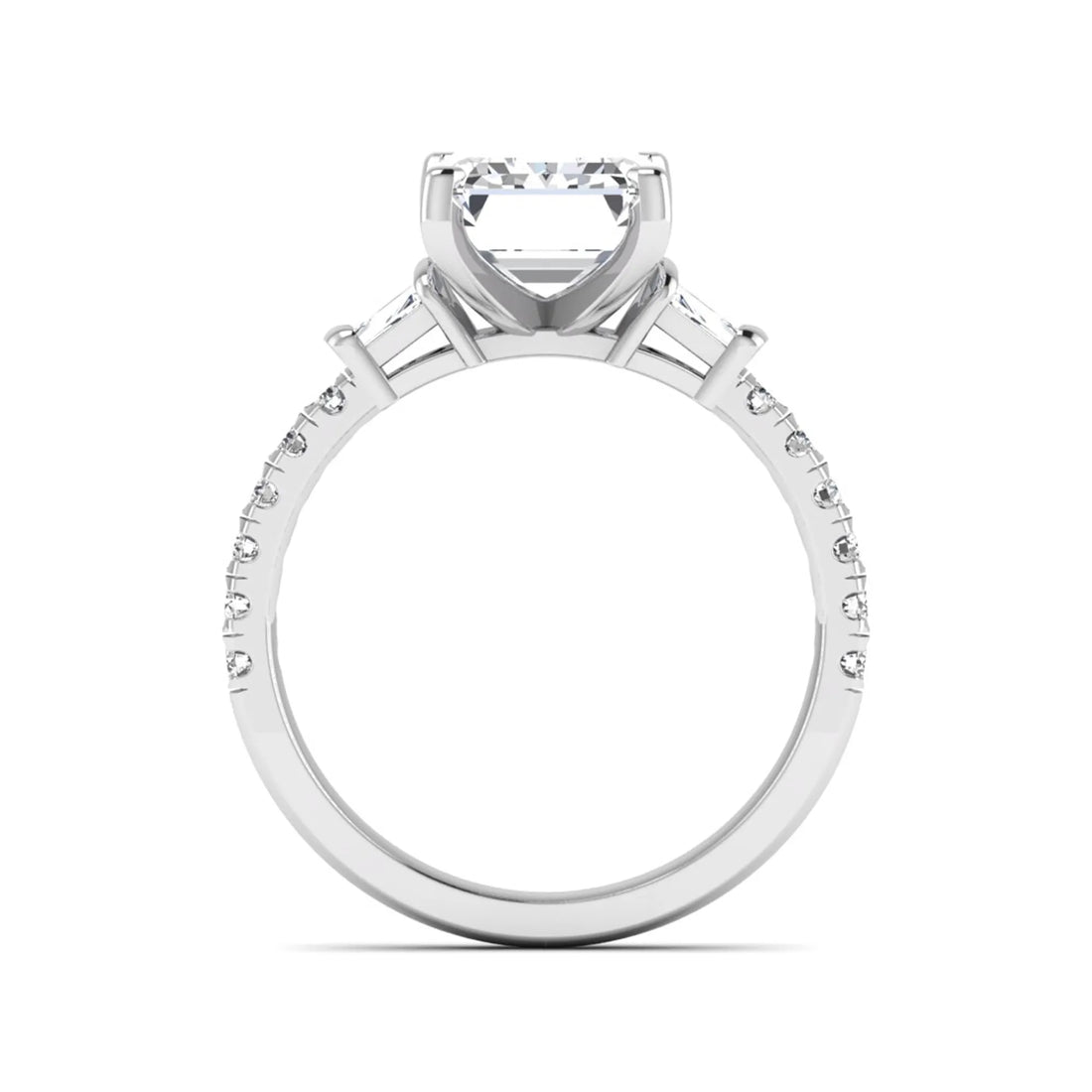OctaPearl 4 ct Radiant Cut Side Stone Lab Grown Diamond Engagement Ring
