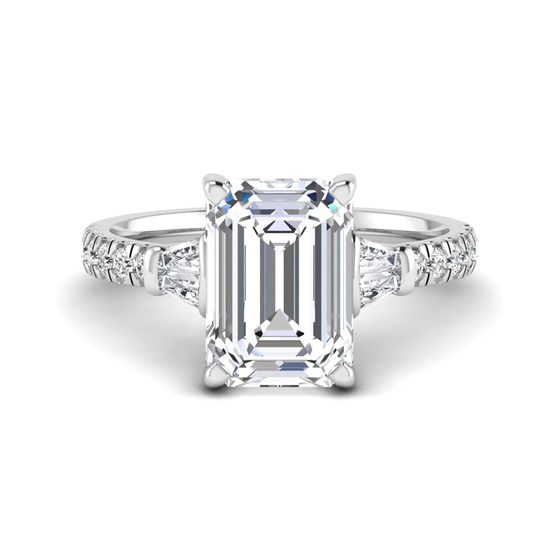 OctaPearl 4 ct Radiant Cut Side Stone Lab Grown Diamond Engagement Ring