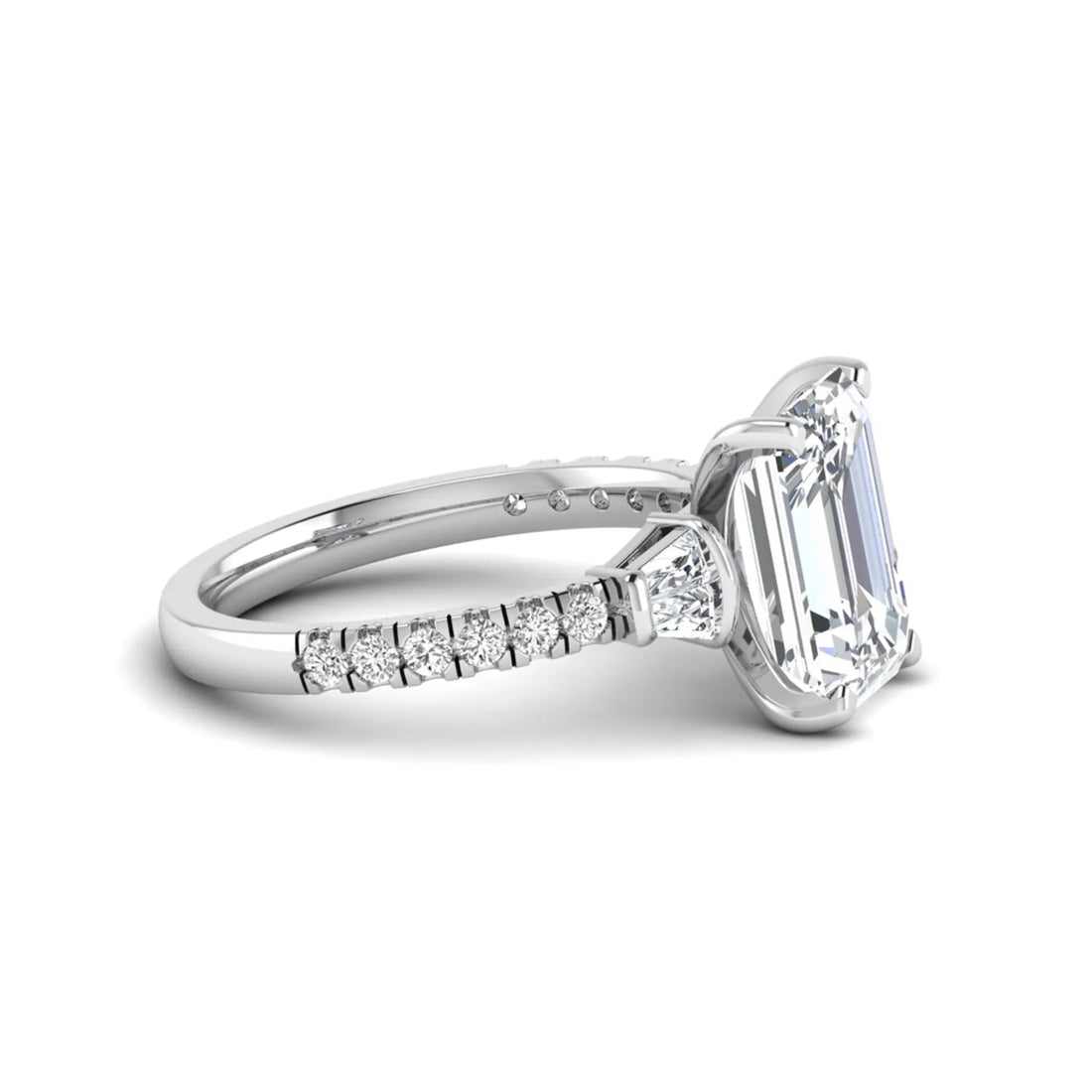 OctaPearl 4 ct Radiant Cut Side Stone Lab Grown Diamond Engagement Ring
