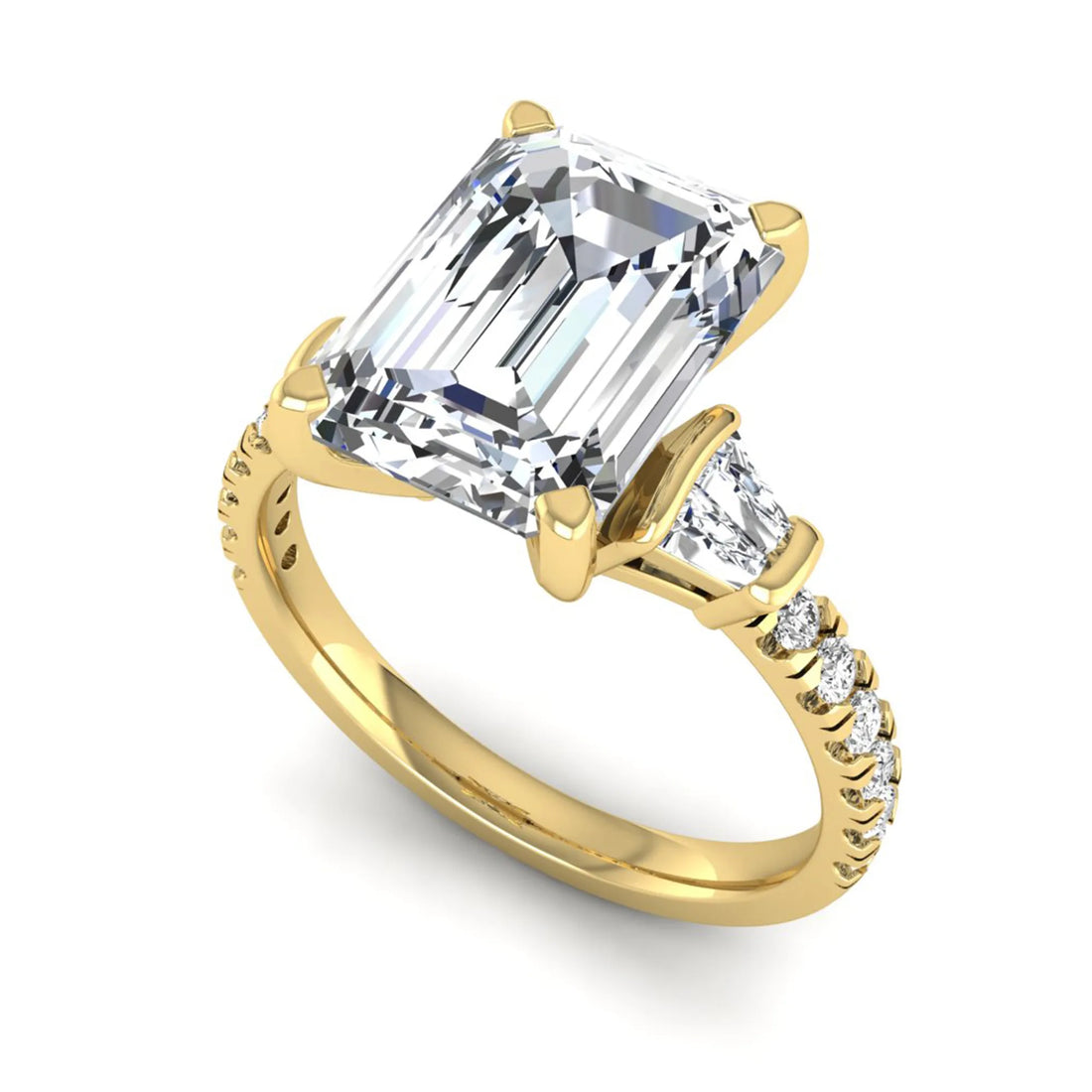 OctaPearl 4 ct Radiant Cut Side Stone Lab Grown Diamond Engagement Ring