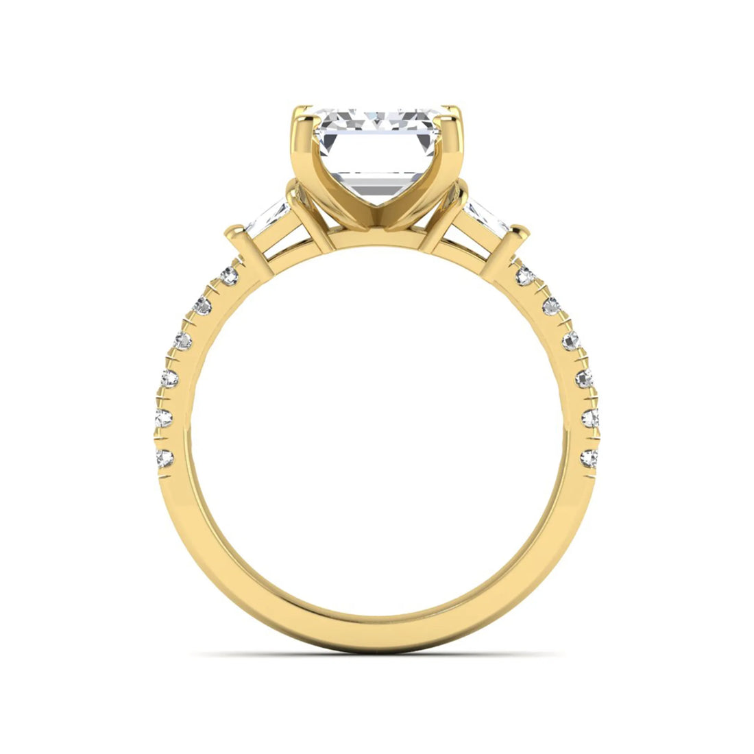 OctaPearl 4 ct Radiant Cut Side Stone Lab Grown Diamond Engagement Ring