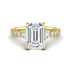 OctaPearl 4 ct Radiant Cut Side Stone Lab Grown Diamond Engagement Ring
