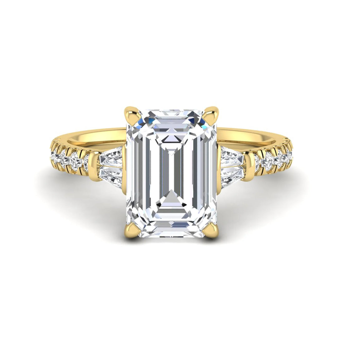 OctaPearl 4 ct Radiant Cut Side Stone Lab Grown Diamond Engagement Ring