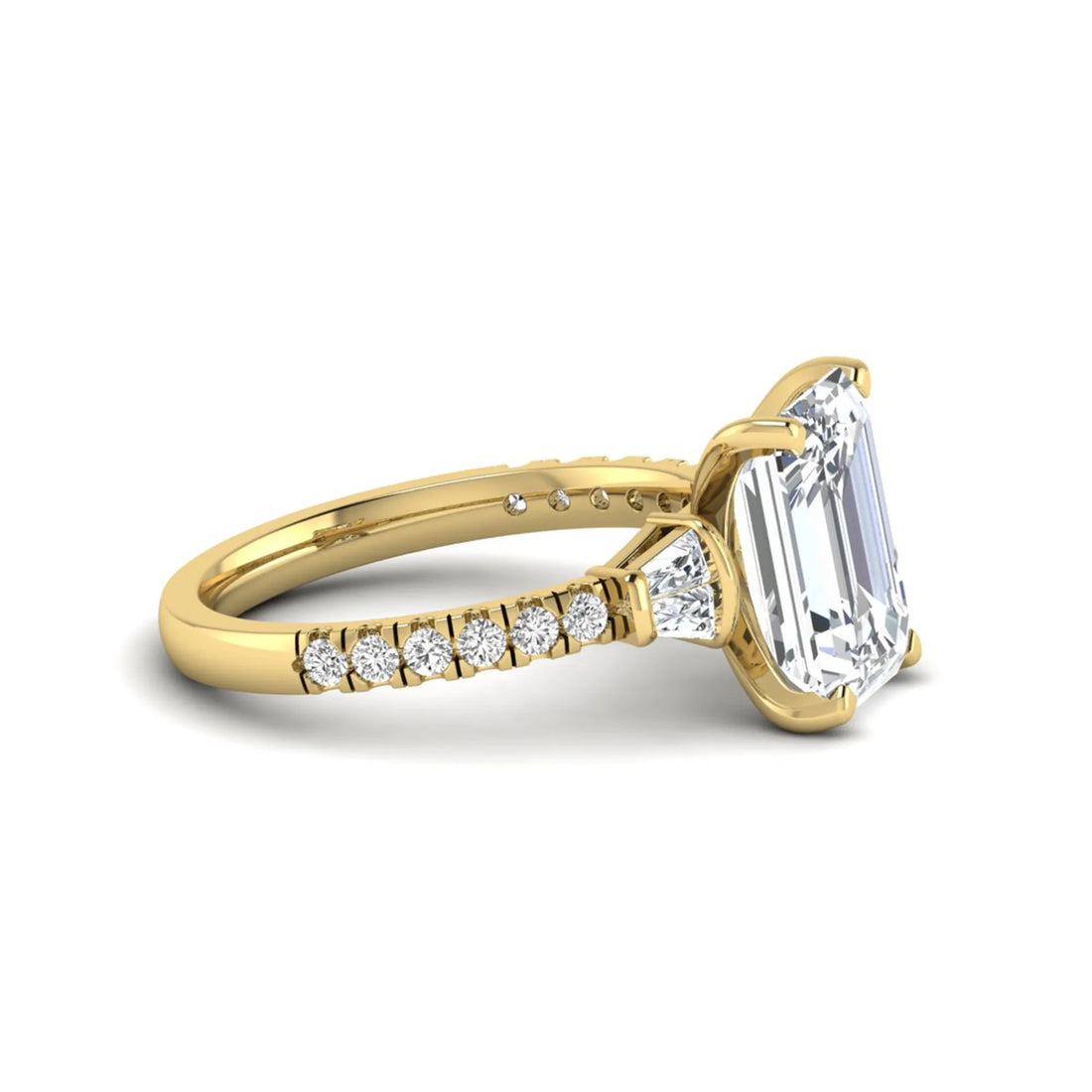 OctaPearl 4 ct Radiant Cut Side Stone Lab Grown Diamond Engagement Ring