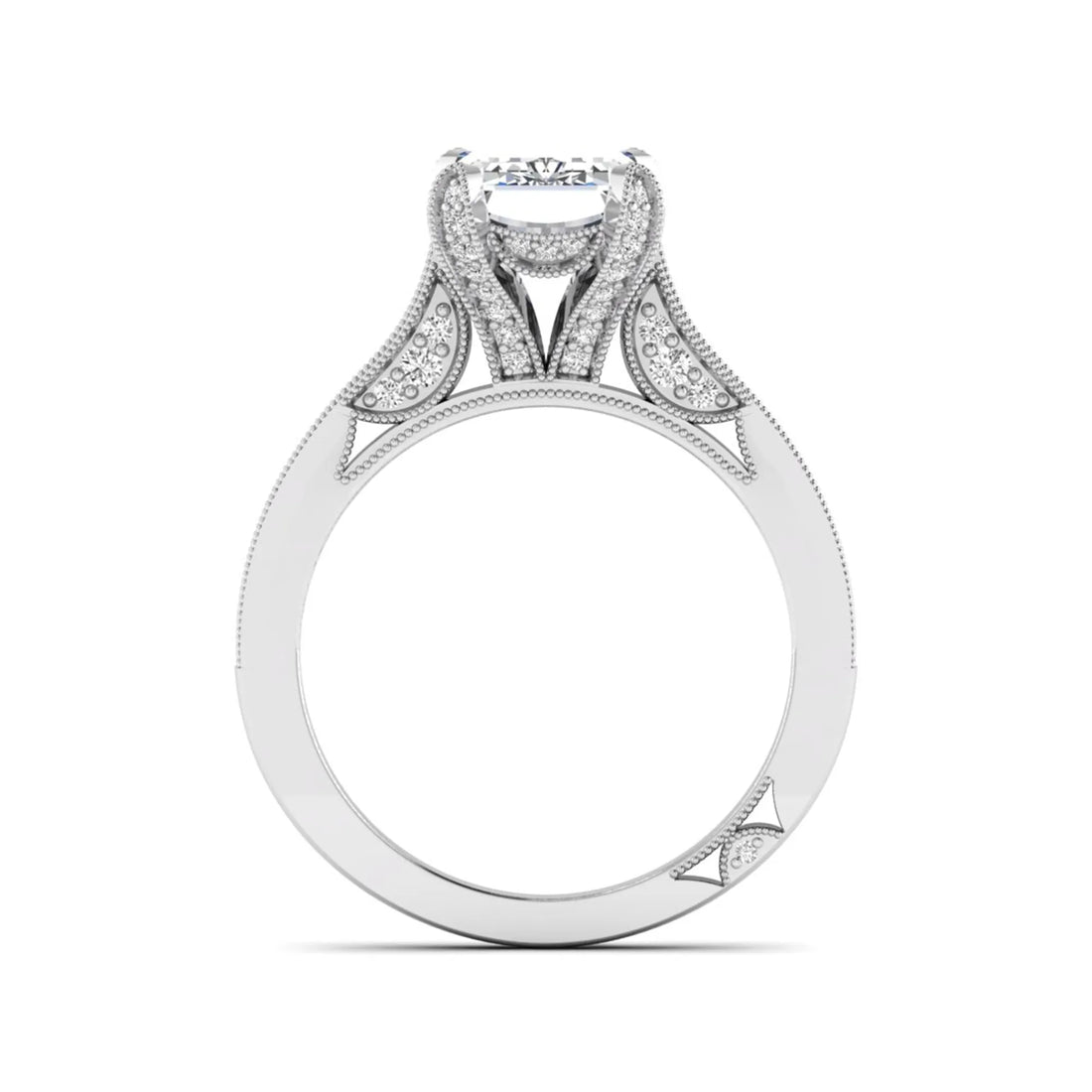 OctaPearl 3 ct Emerald Cut Prong Set Lab Grown Diamond Vintage Engagement Ring