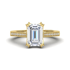 OctaPearl 3 ct Emerald Cut Prong Set Lab Grown Diamond Vintage Engagement Ring