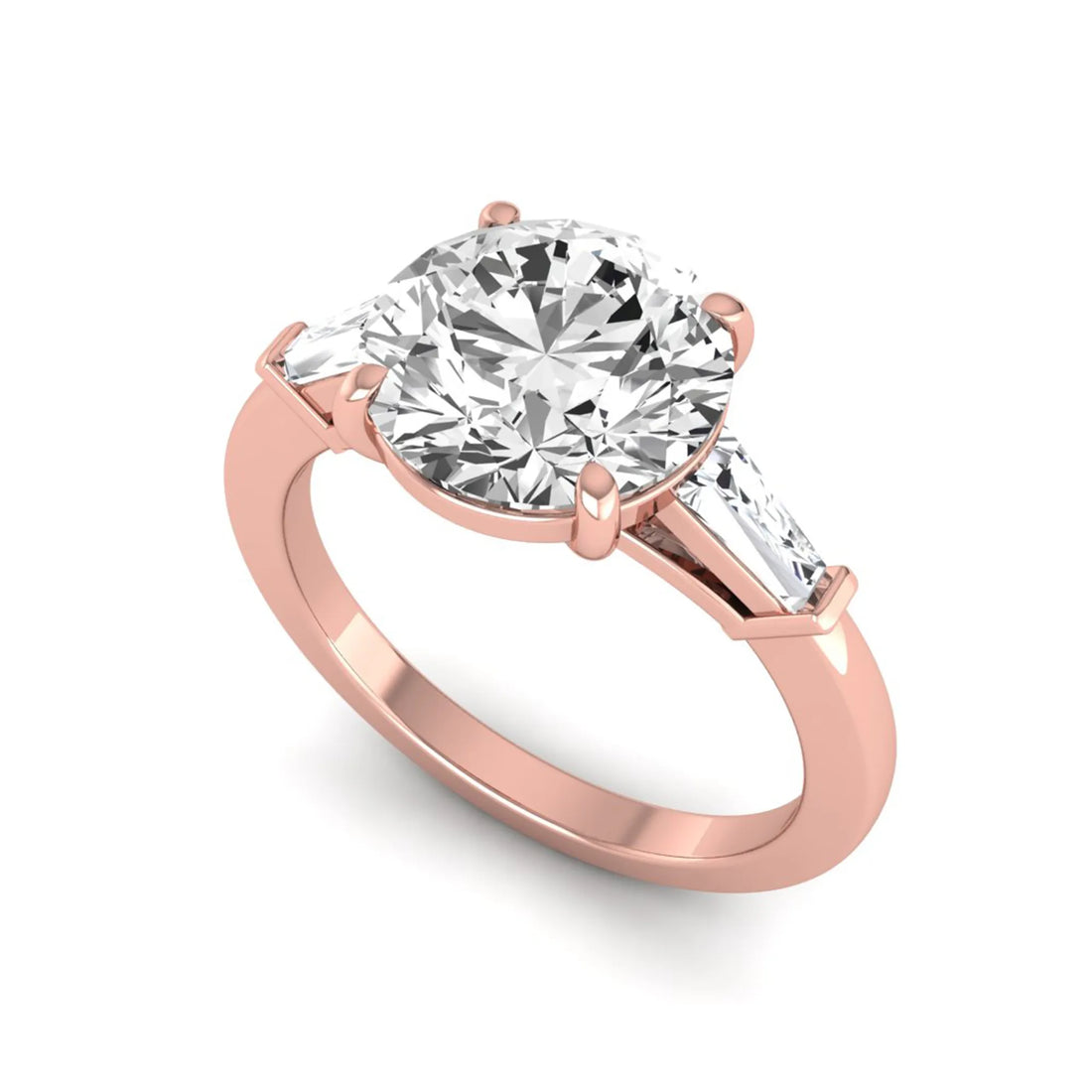 OctaPearl 3 ct Round Lab Grown Diamond Three Stone Engagement Ring