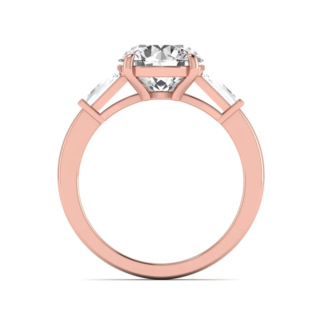 OctaPearl 3 ct Round Lab Grown Diamond Three Stone Engagement Ring