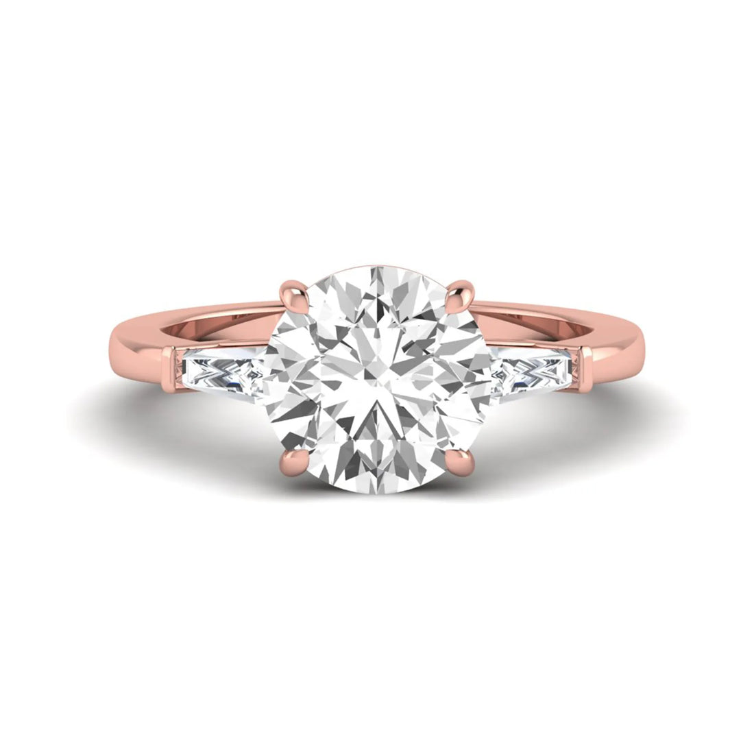 OctaPearl 3 ct Round Lab Grown Diamond Three Stone Engagement Ring
