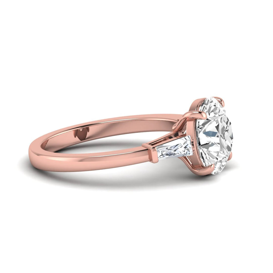 OctaPearl 3 ct Round Lab Grown Diamond Three Stone Engagement Ring