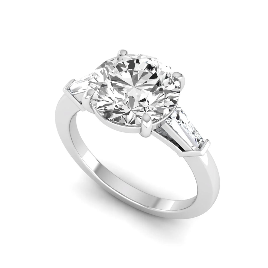 OctaPearl 3 ct Round Lab Grown Diamond Three Stone Engagement Ring