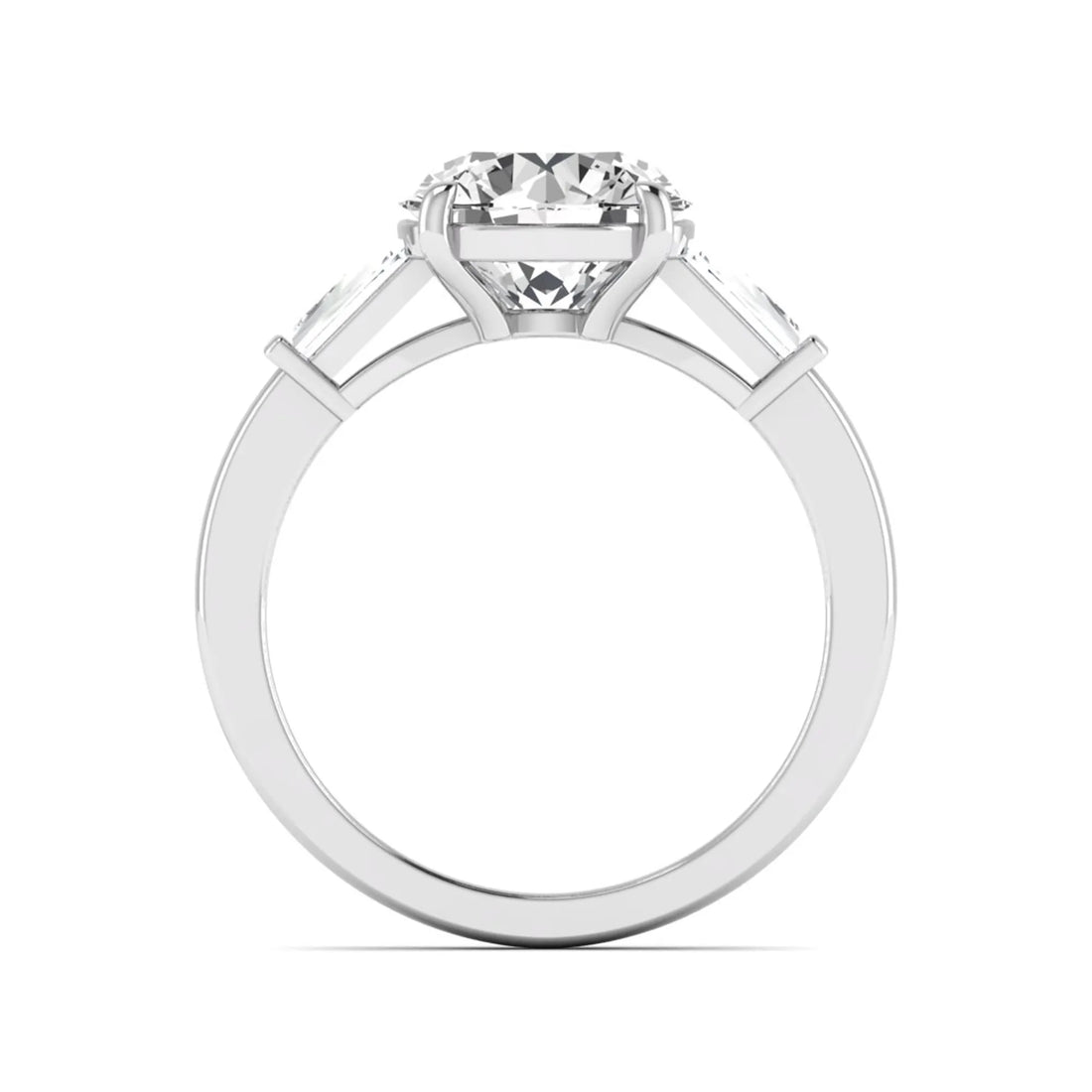 OctaPearl 3 ct Round Lab Grown Diamond Three Stone Engagement Ring
