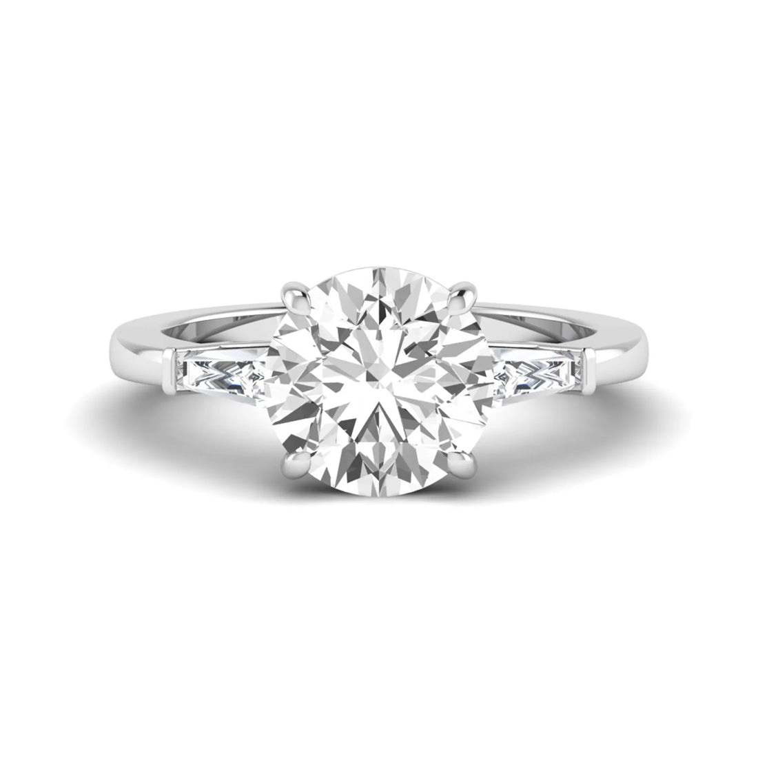 OctaPearl 3 ct Round Lab Grown Diamond Three Stone Engagement Ring
