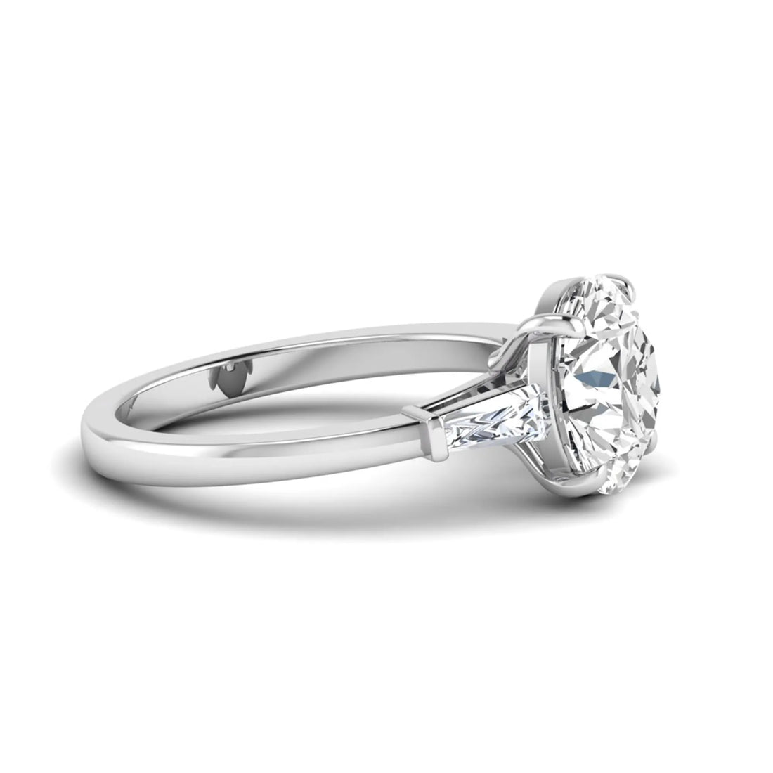 OctaPearl 3 ct Round Lab Grown Diamond Three Stone Engagement Ring