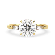 OctaPearl 3 ct Round Lab Grown Diamond Three Stone Engagement Ring
