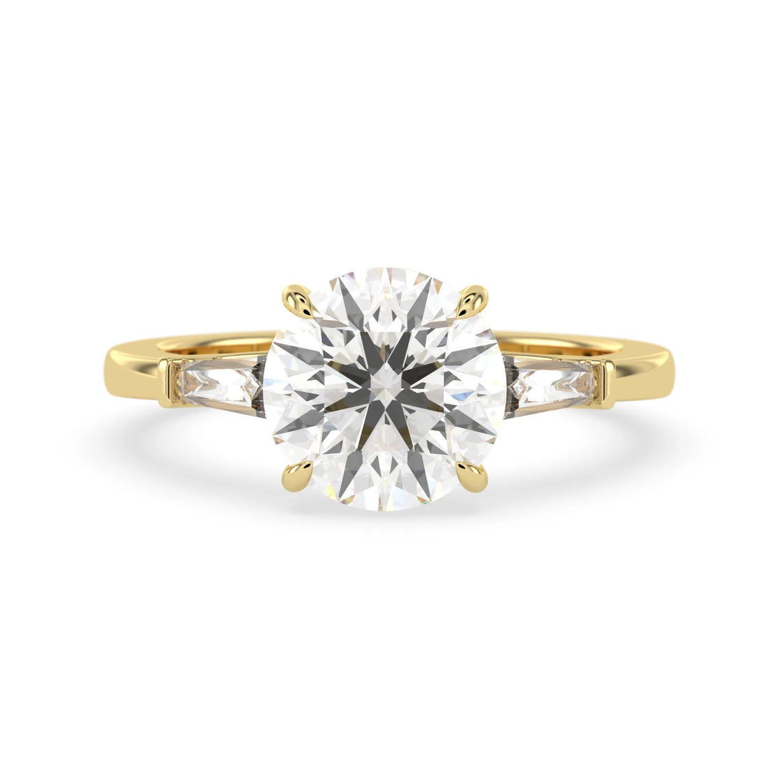 OctaPearl 3 ct Round Lab Grown Diamond Three Stone Engagement Ring