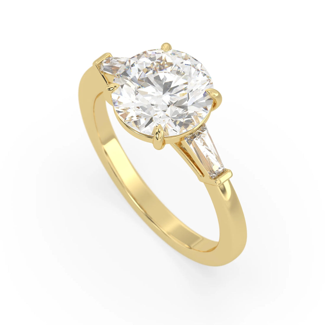 OctaPearl 3 ct Round Lab Grown Diamond Three Stone Engagement Ring