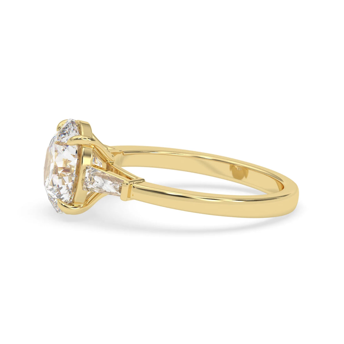 OctaPearl 3 ct Round Lab Grown Diamond Three Stone Engagement Ring