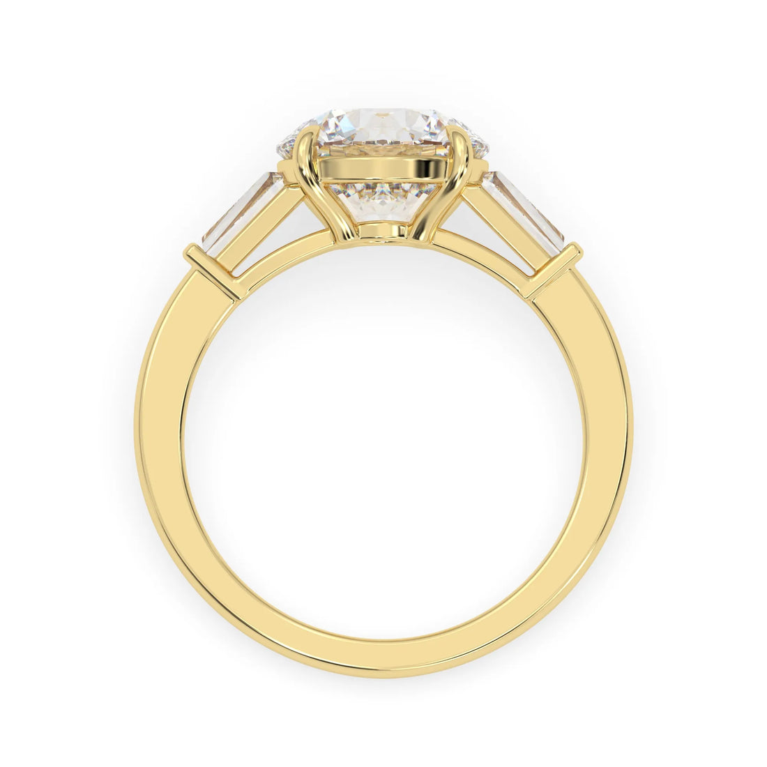OctaPearl 3 ct Round Lab Grown Diamond Three Stone Engagement Ring
