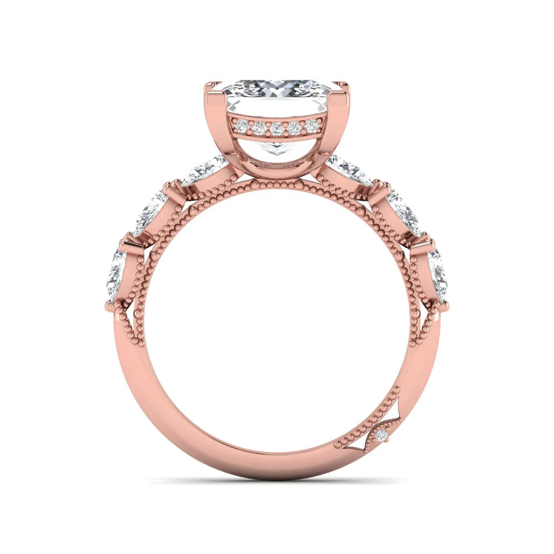 OctaPearl 4 ct Princess Cut Hidden Halo Lab Grown Diamond Engagement Ring