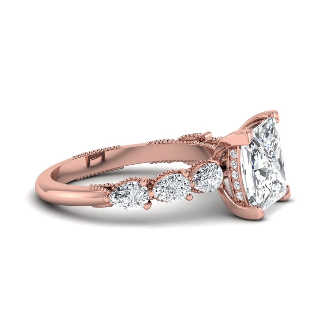 OctaPearl 4 ct Princess Cut Hidden Halo Lab Grown Diamond Engagement Ring