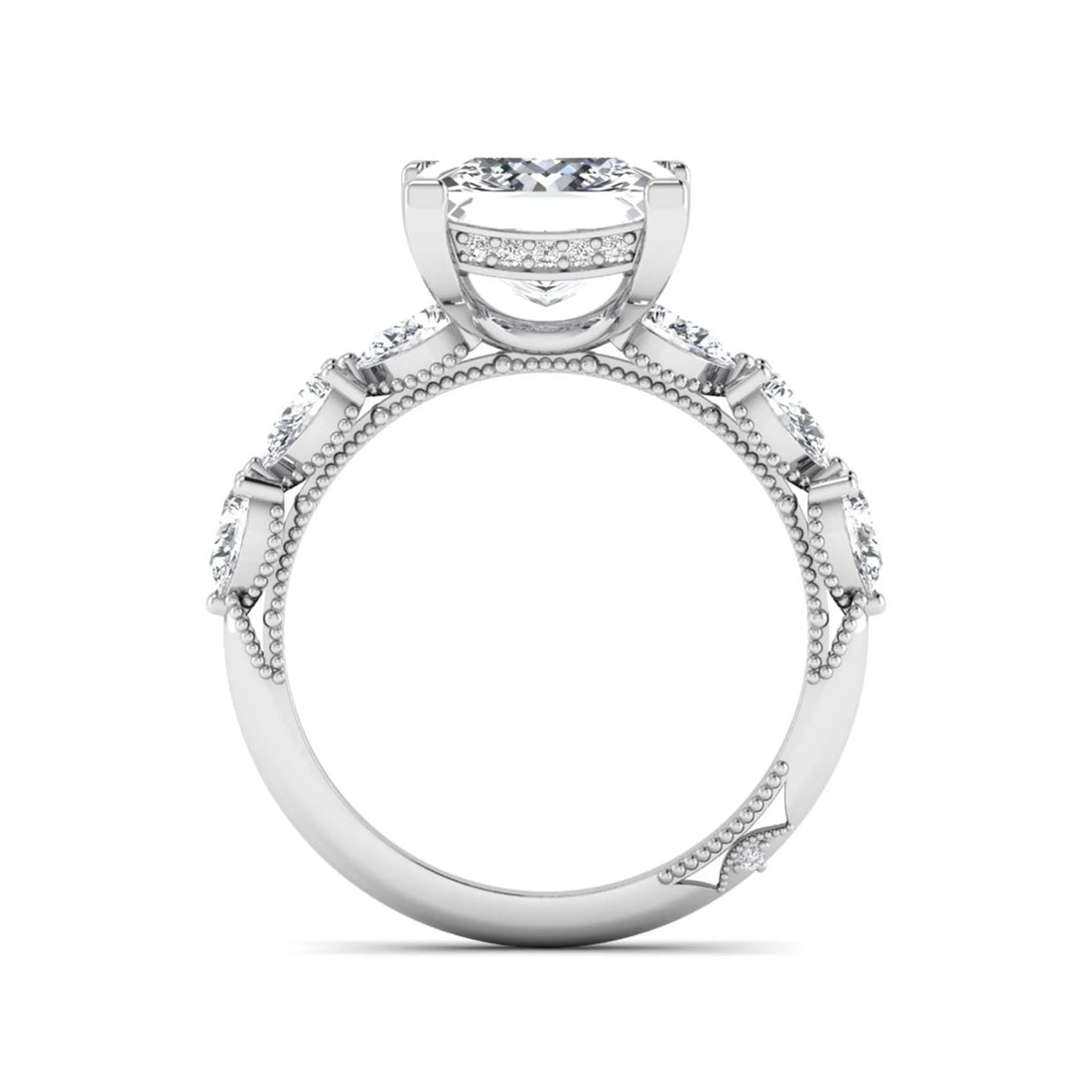 OctaPearl 4 ct Princess Cut Hidden Halo Lab Grown Diamond Engagement Ring