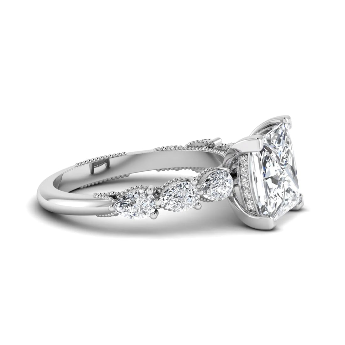 OctaPearl 4 ct Princess Cut Hidden Halo Lab Grown Diamond Engagement Ring
