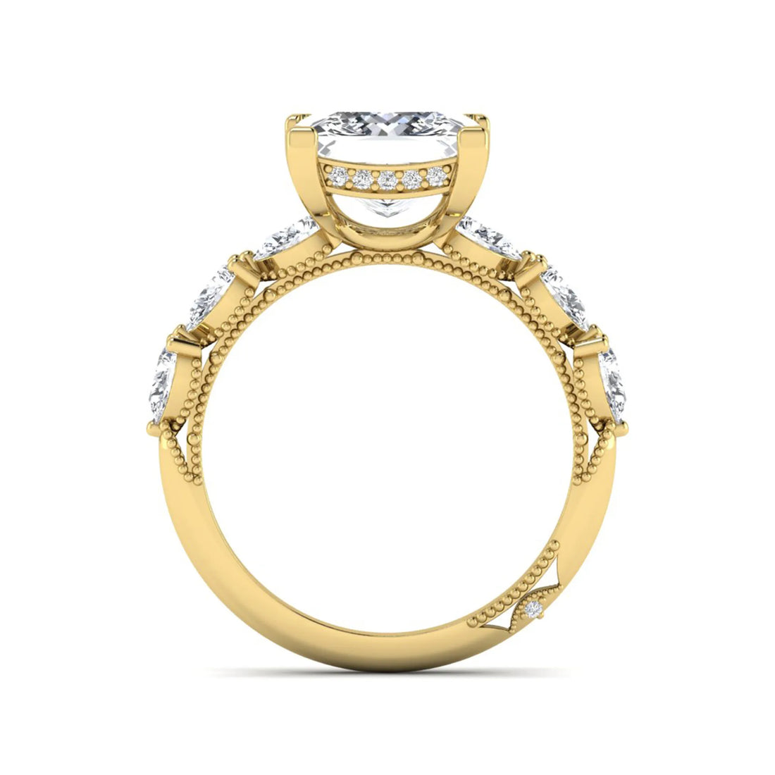 OctaPearl 4 ct Princess Cut Hidden Halo Lab Grown Diamond Engagement Ring