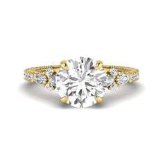 OctaPearl 3 ct Round Prong Set Lab Grown Diamond Floral Engagement Ring