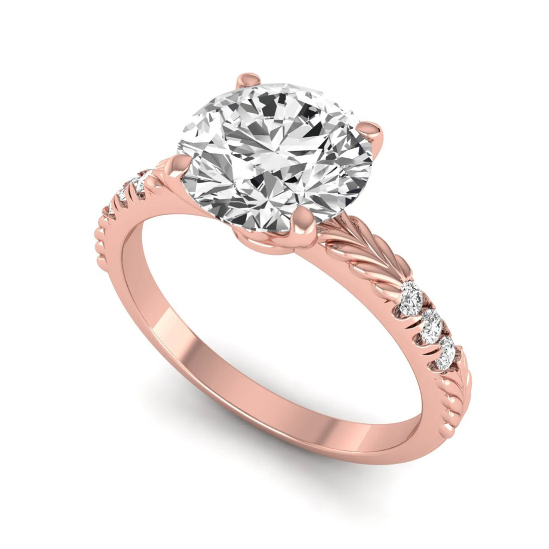 OctaPearl 2 ct Round Lab Grown Diamond Vintage Pave Engagement Ring