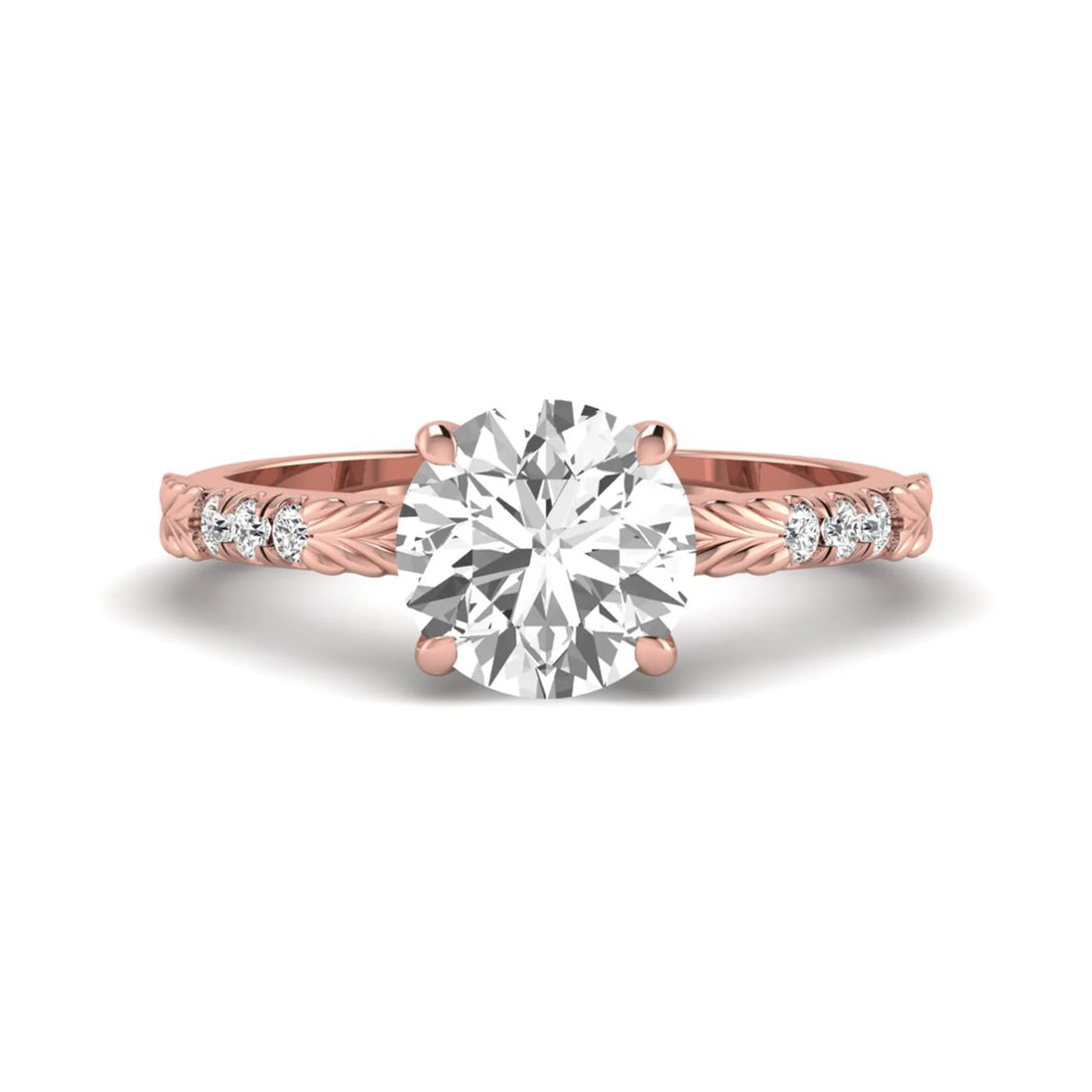 OctaPearl 2 ct Round Lab Grown Diamond Vintage Pave Engagement Ring